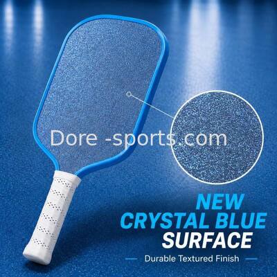 OEM Pickleball Paddle, Crystal Blue Durable Surface, Textured Carbon Fiber Face Foam Core