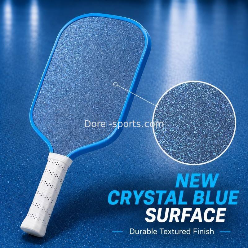 OEM Pickleball Paddle, Crystal Blue Durable Surface, Textured Carbon Fiber Face Foam Core